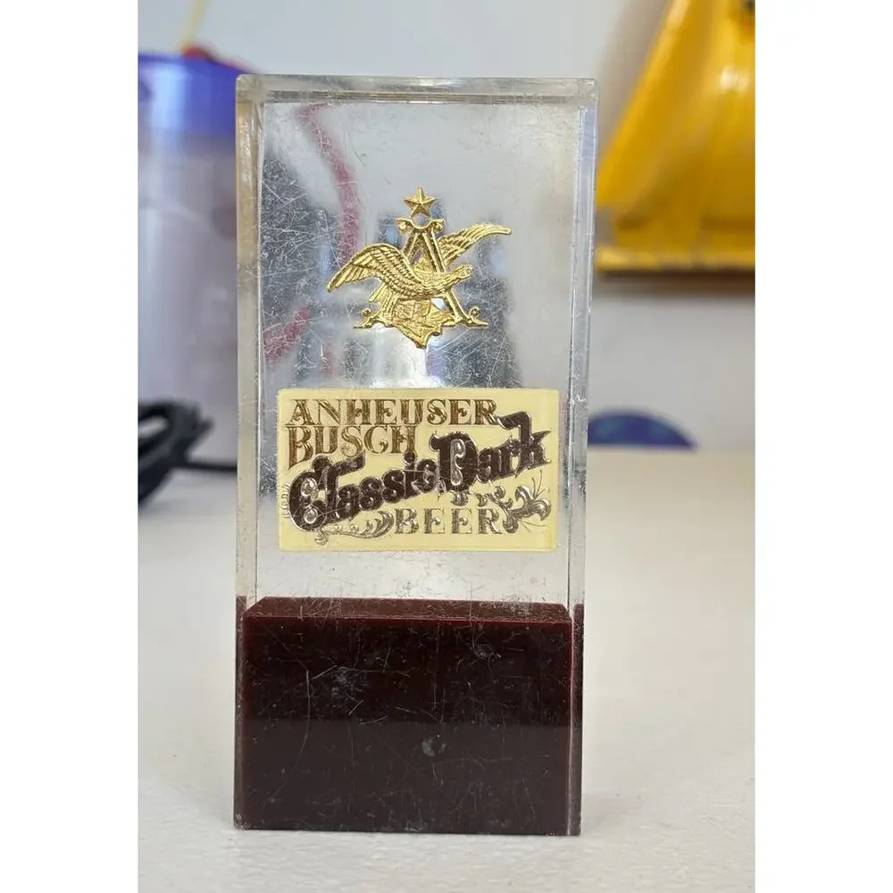 Vintage Anheuser Busch Classic Dark Beer Tap Handle Acrylic Double Sided 5 1/8